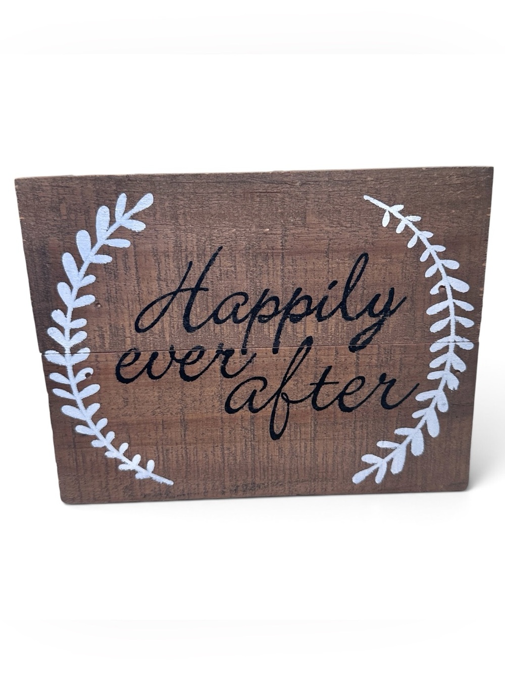 Source Unknown Brown Wood 'Happily Ever After' Wall Sign with White Accents